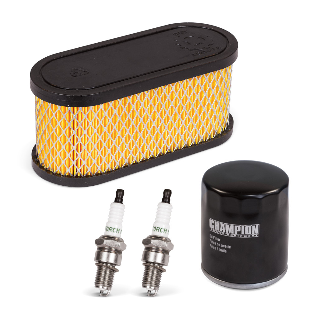 Champion 14kW Maintenance Kit featuring 2 spark plugs, air filter, and oil filter. Fits 14kW Models with serial numbers greater than 17JUL0500540.