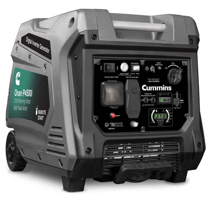 Cummins Onan P4500i Inverter Generator Whisper Quiet 52dBA 3700 Running Watts Remote Start with Fob